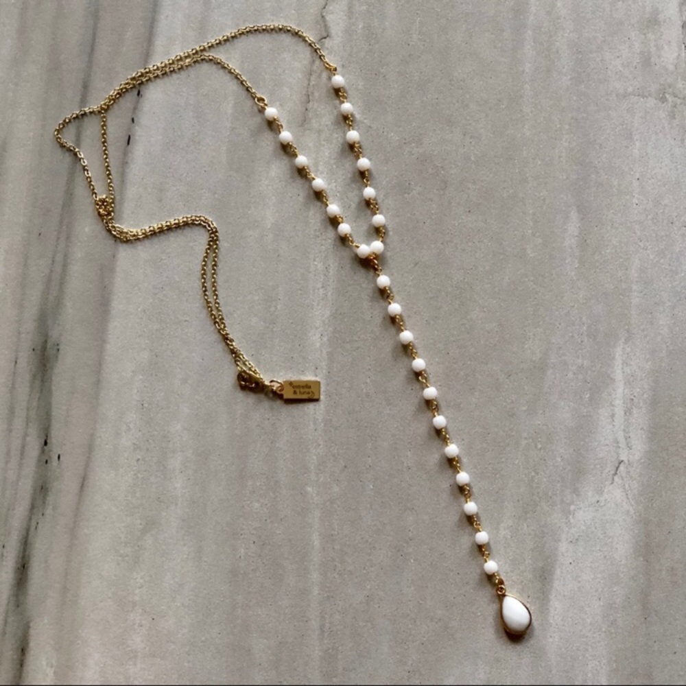 White Agate 14k Boho Necklace - Picture 4 of 8